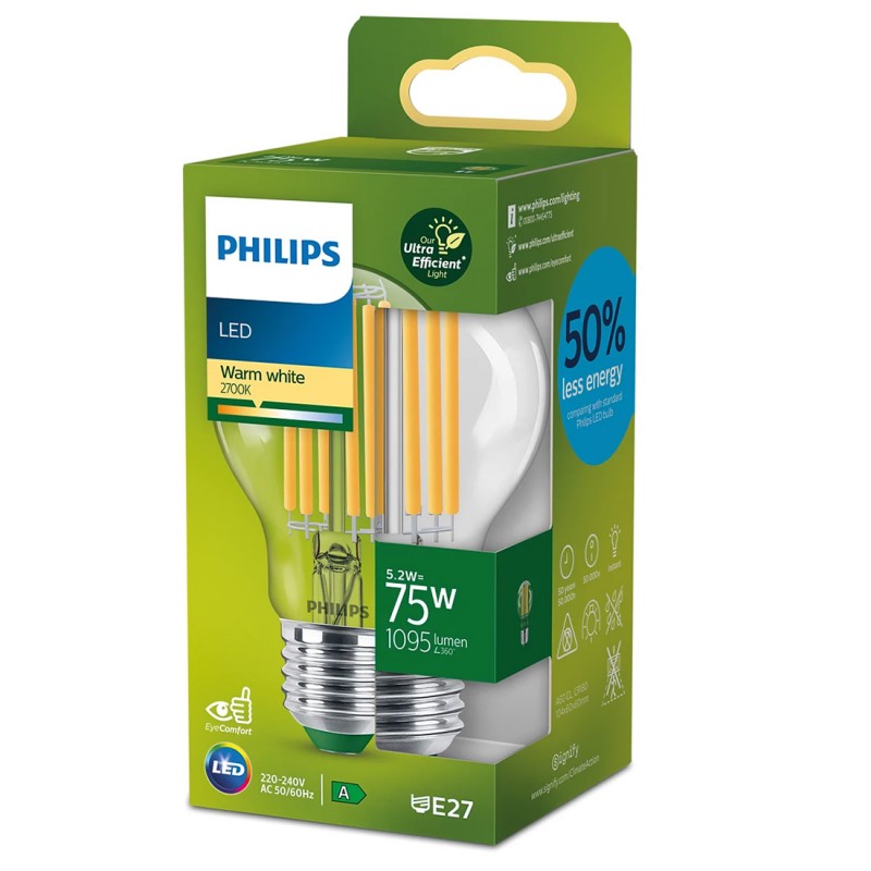 dema Ampoule poire claire E27 LED PHILIPS ~75W ND Label A