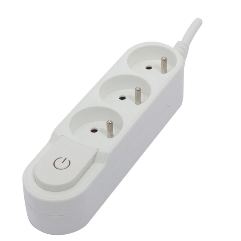 dema Bloc multiprises CHACON 3 prises blanc avec interrupteur 3 m