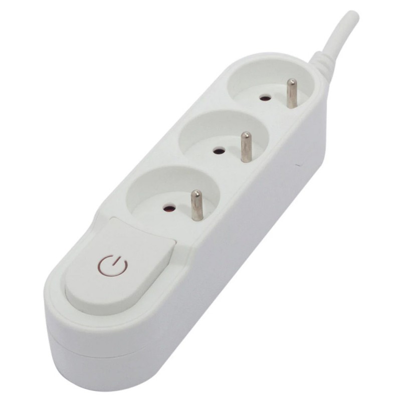 dema Bloc multiprises CHACON 3 prises blanc + interrupteur 0 5 m