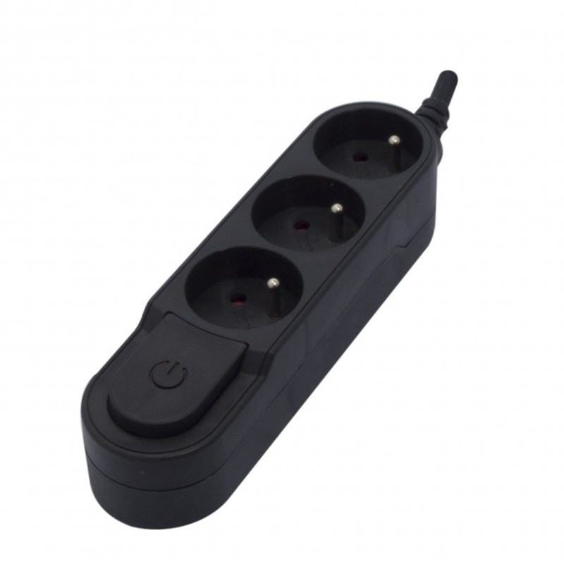dema Bloc multiprises CHACON 3 prises noir avec interrupteur 1 5 m