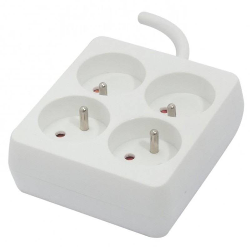 dema Bloc multiprises CHACON 4 prises carré blanc 3 m