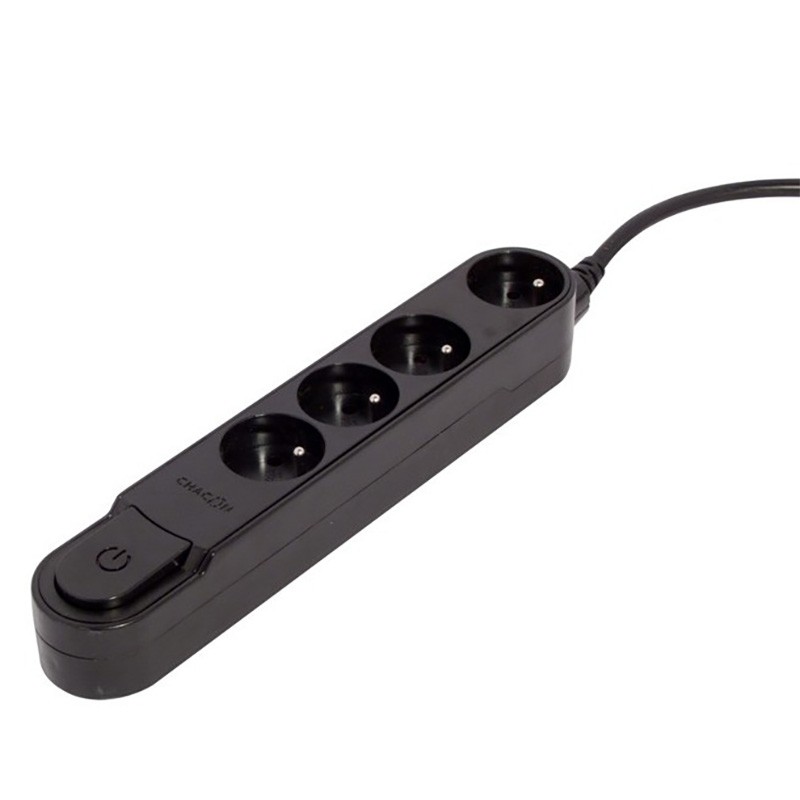 dema Bloc multiprises CHACON 4 prises noir avec interrupteur 1 5 m