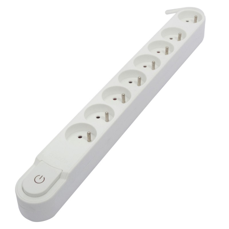 dema Bloc multiprises CHACON 8 prises blanc avec interrupteur 5 m