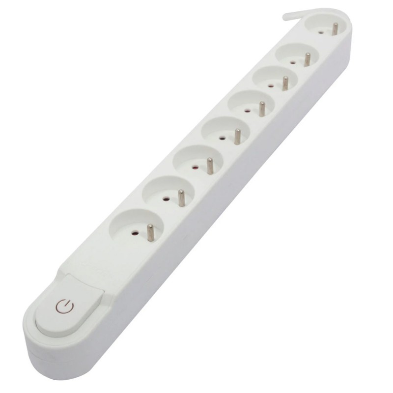 dema Bloc multiprises CHACON 8 prises blanc avec interrupteur 1 5 m