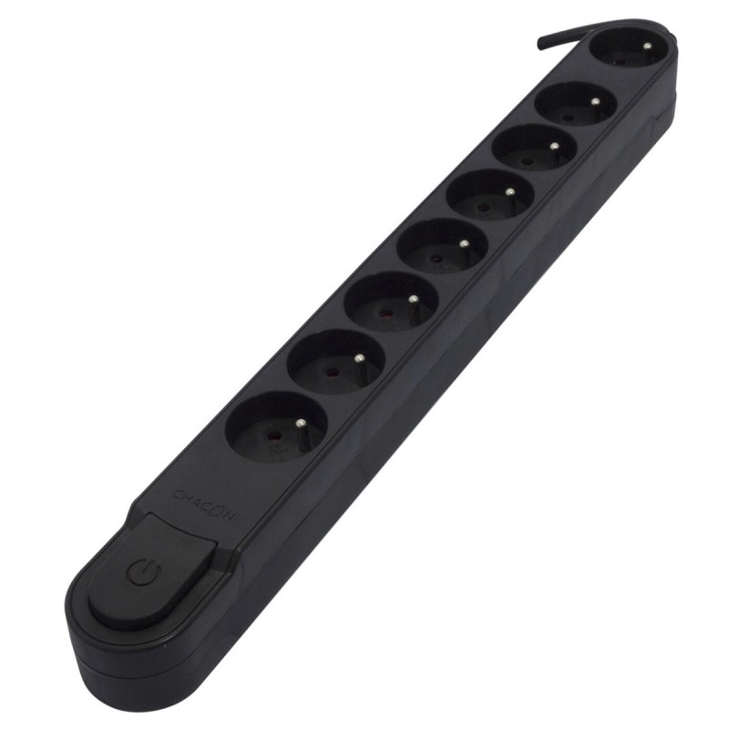 dema Bloc multiprises CHACON 8 prises noir avec interrupteur 1 5 m