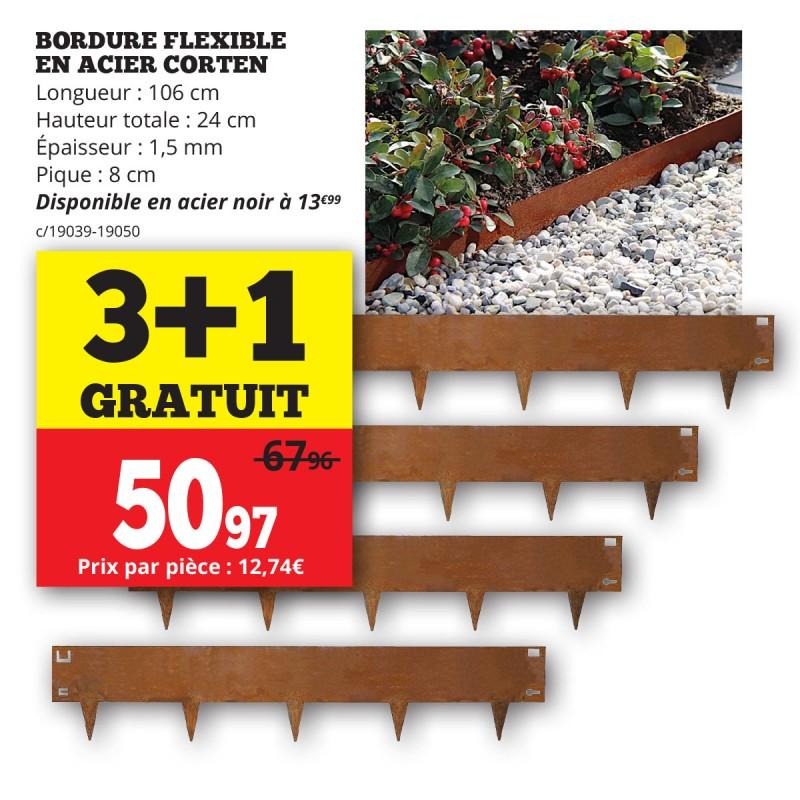 dema Bordure flexible en acier corten 106xH24cm 3+1 GRATUIT