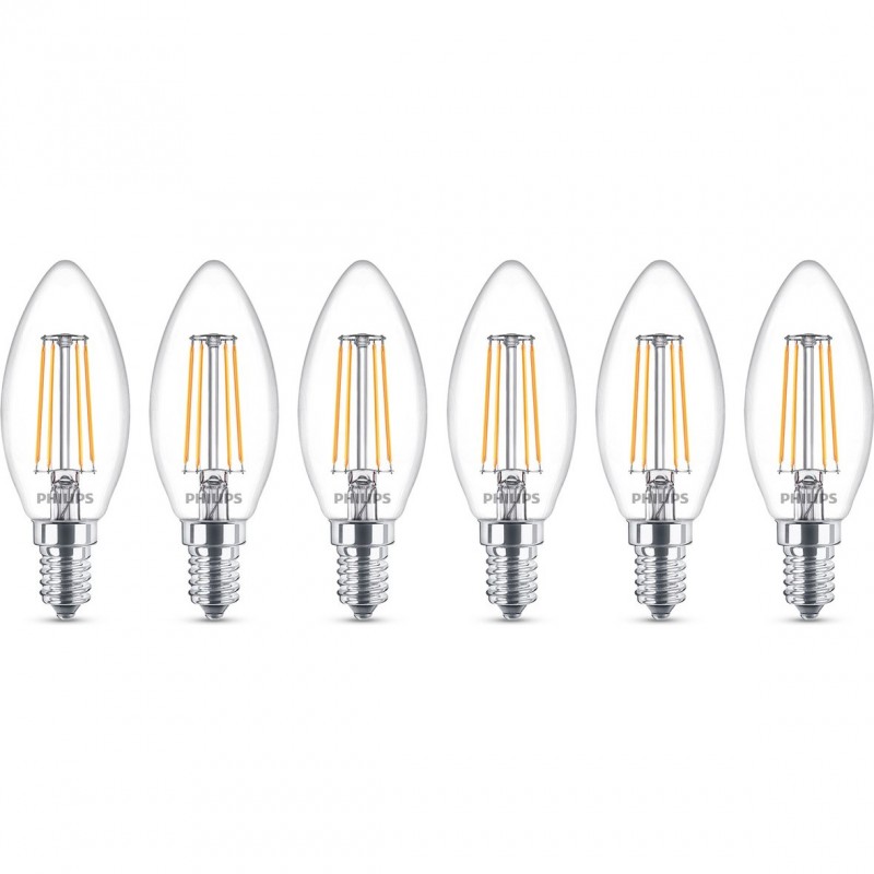 dema 6 ampoules claires E14 LED PHILIPS ~40W ND