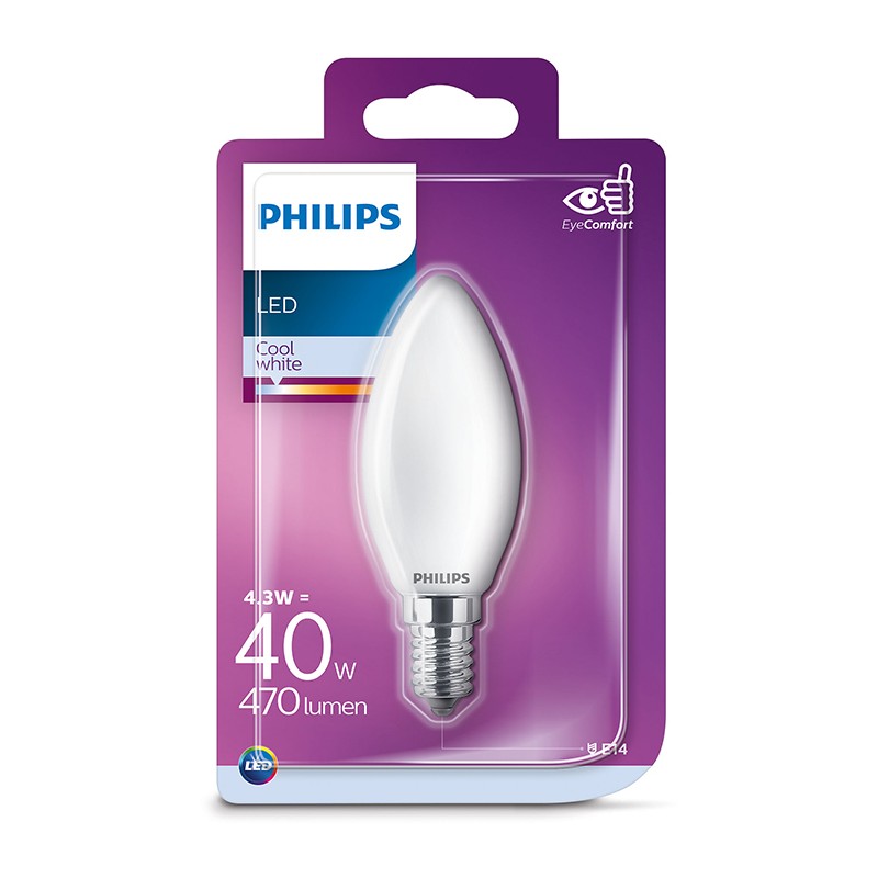 Dema Ampoule Flamme LED PHILIPS Mate E14 ~40W CW