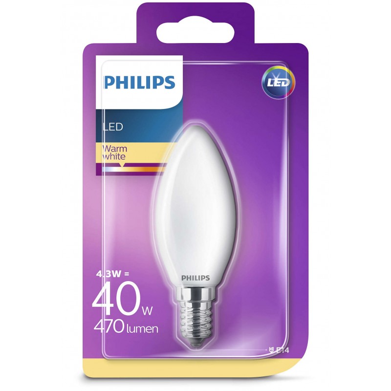 Dema Ampoule Flamme LED PHILIPS Mate E14 ~40W WW