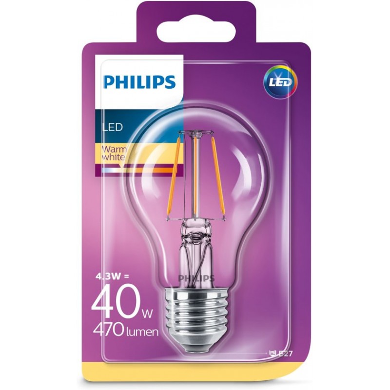 Dema Ampoule Poire LED PHILIPS Claire ~40W WW ND