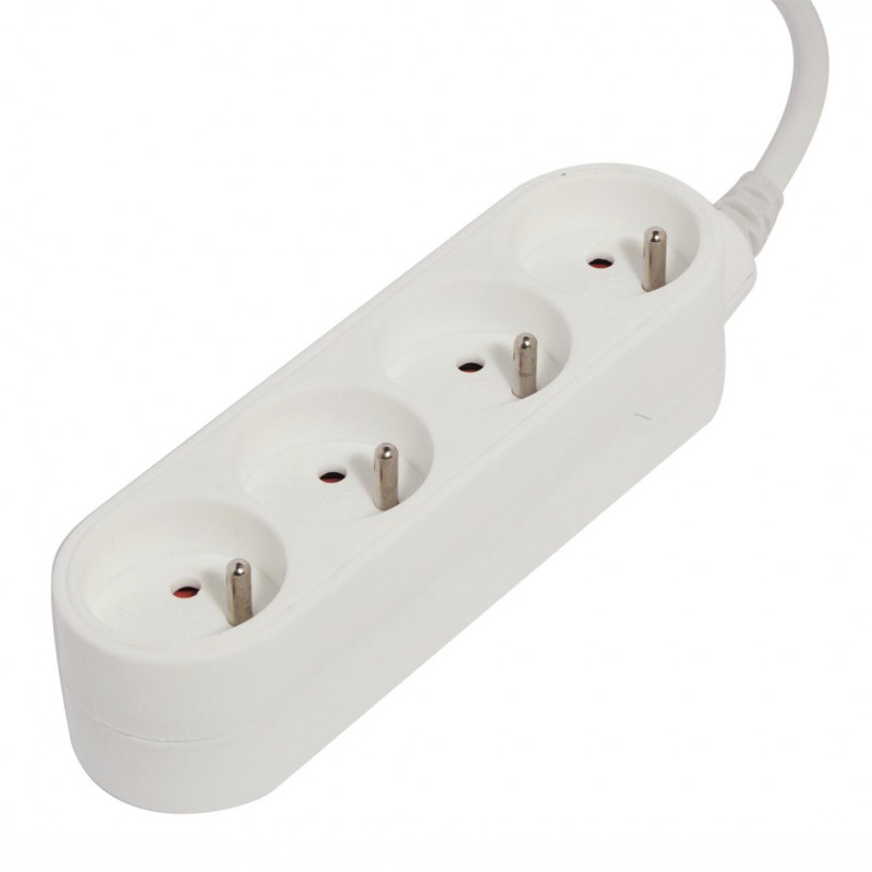 dema Bloc multiprises CHACON 4 prises blanc 1 5 m