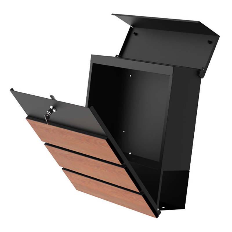 Dema Boîte Aux Lettres CANNES Noir/bois 41x37x13cm