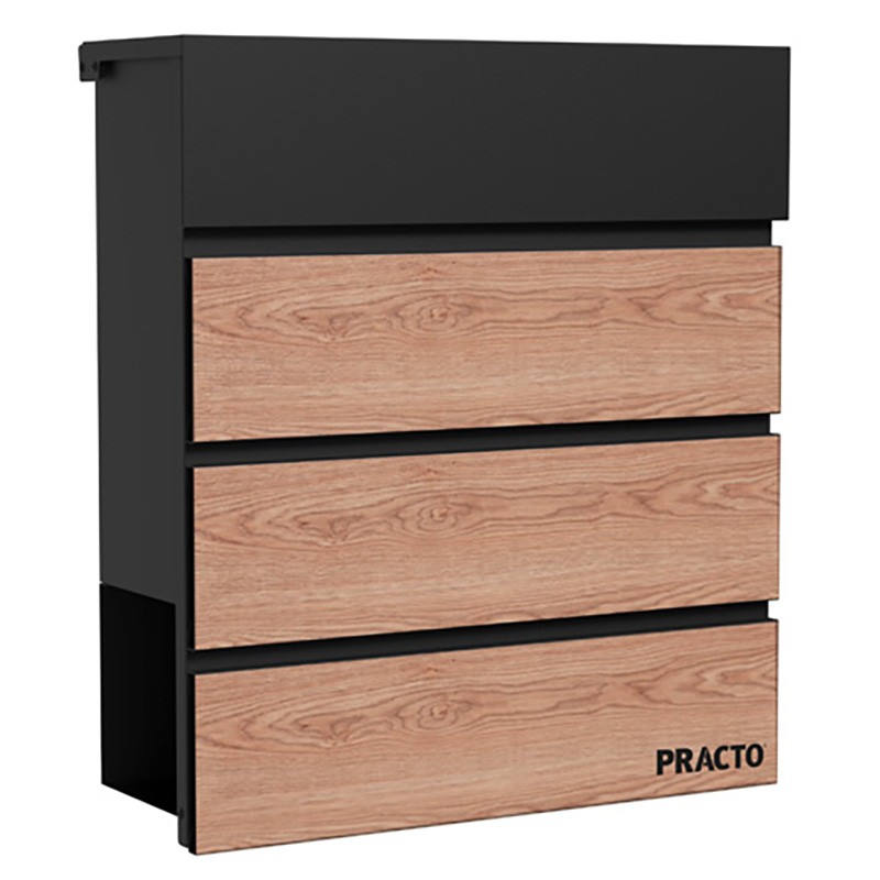 dema Boîte aux lettres CANNES noir/bois 41x37x13cm