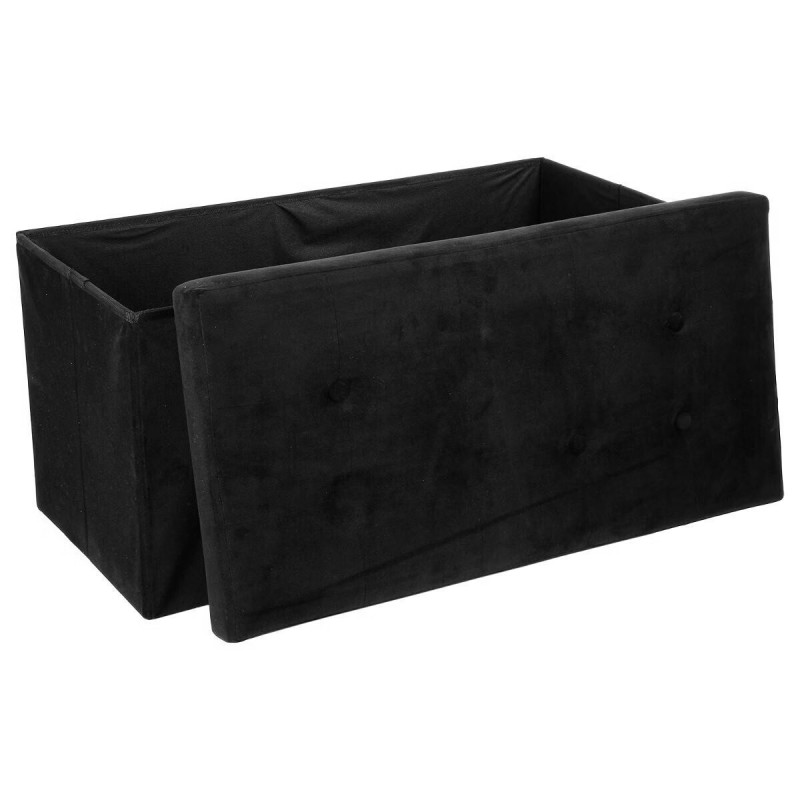 Dema Coffre / Banc / Pouf Pliable Velours Noir