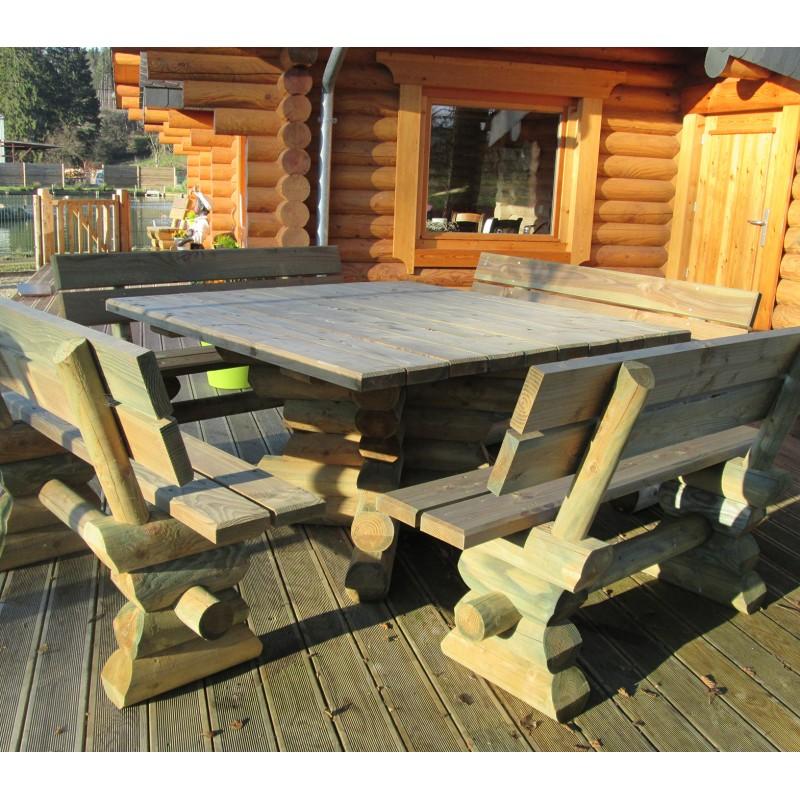 Dema Ensemble Rubique Table Carrée Et Bancs