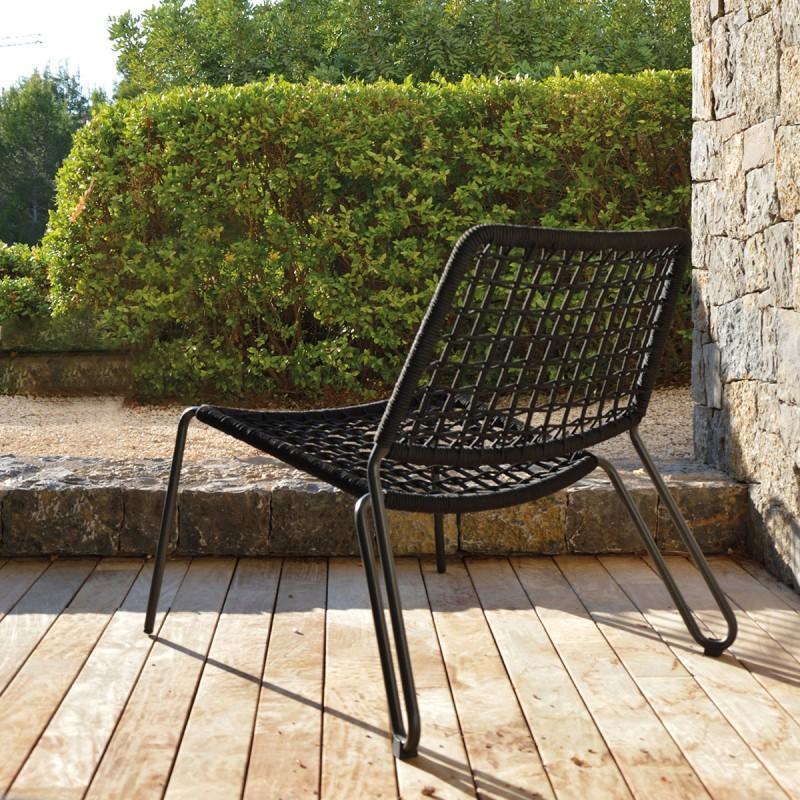 Dema Fauteuil Bas Wicker Noir