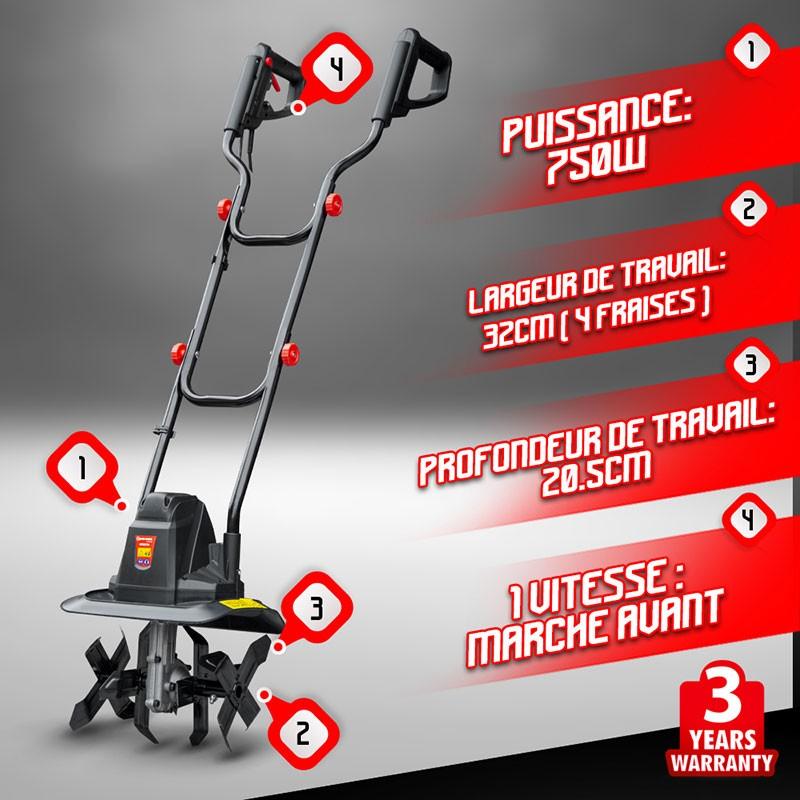 Dema GARDEN TECHNIC Motoculteur électrique 750W