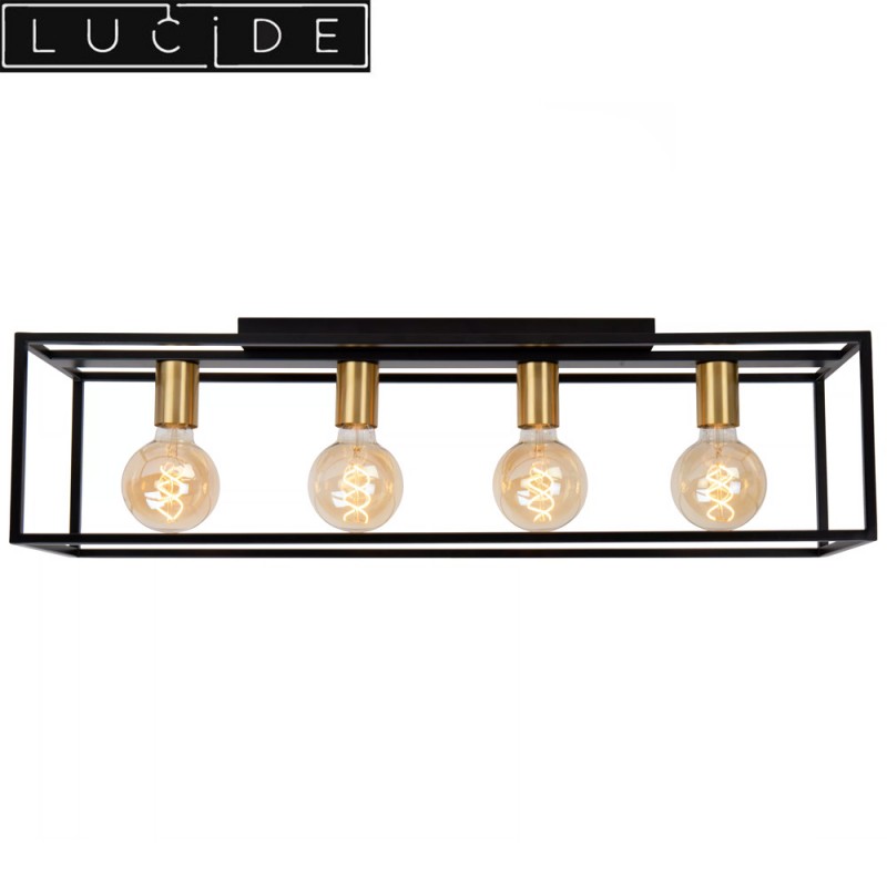 dema Plafonnier 4 ampoules noir RUBEN