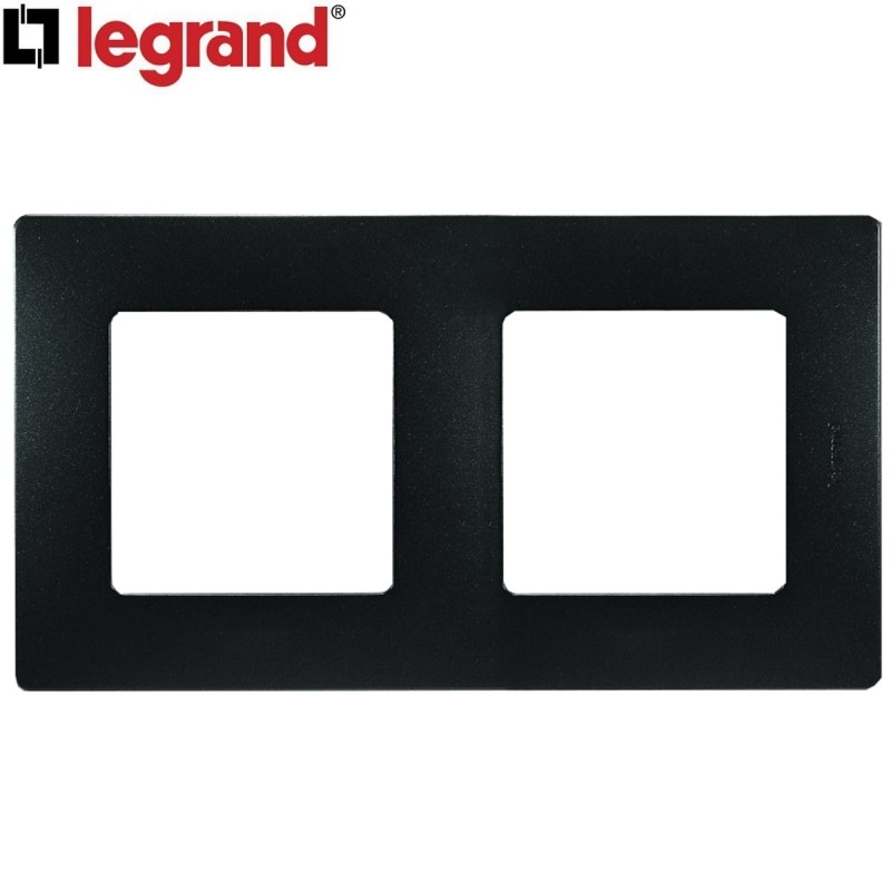 dema Plaque double LEGRAND Niloe anthracite