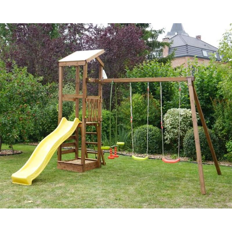 Dema Portique En Bois FILOT Avec Tour Et Toboggan