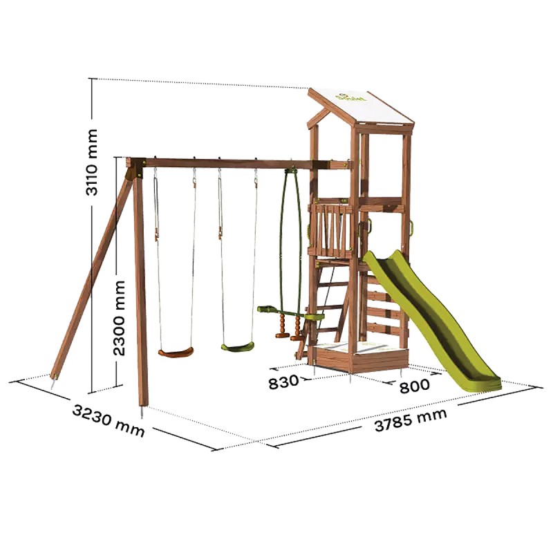 Dema Portique En Bois FILOT Avec Tour Et Toboggan