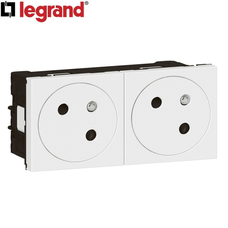 dema Prise double 2P+T LEGRAND Mosaic blanc