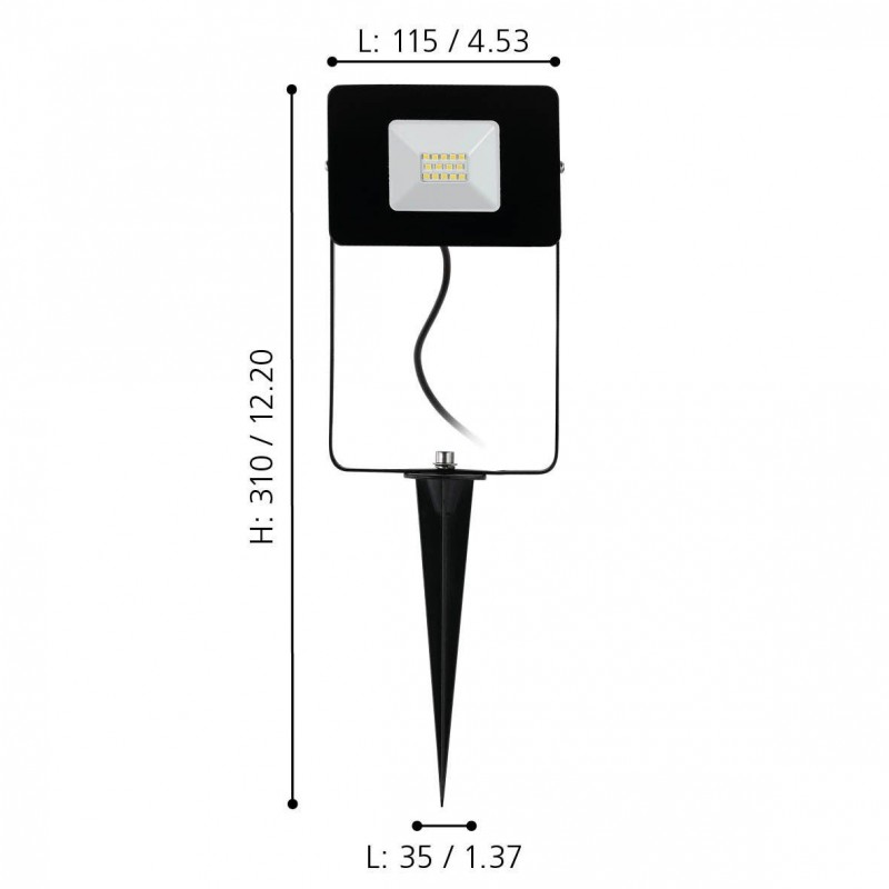 Dema Projecteur Sur Pique Noir LED 10W FAEDO