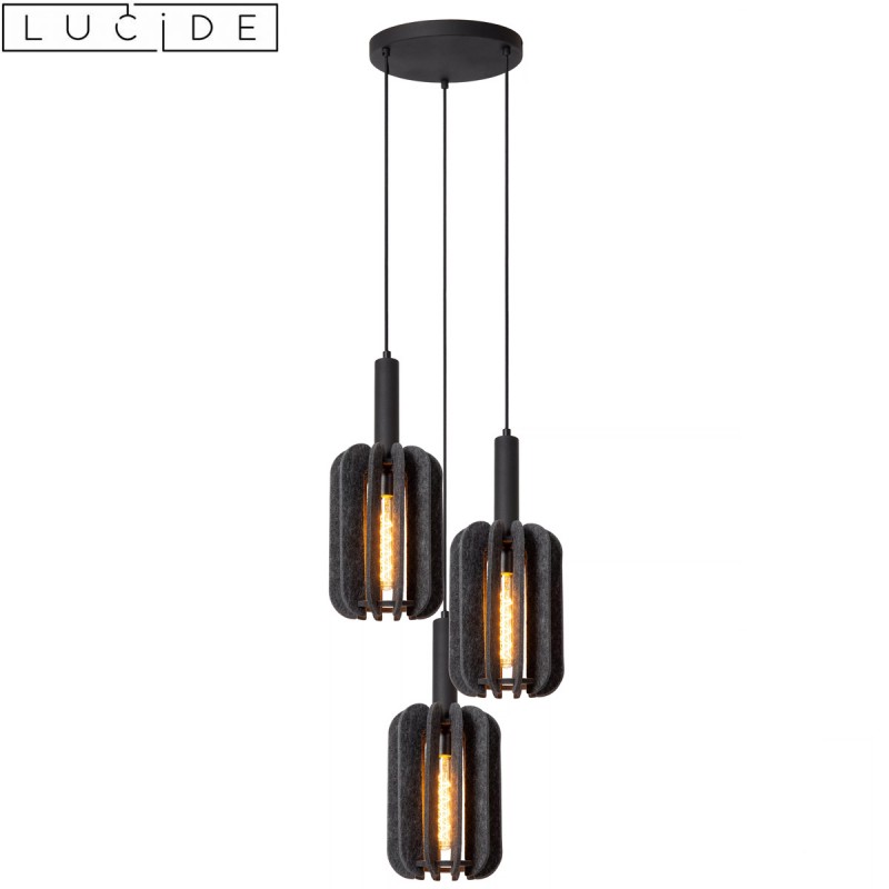 dema Suspension feutre gris 3xE27 RAFAL d 50cm