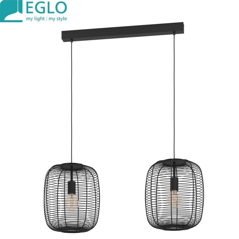 dema Suspension RINROE acier noir 2xE27