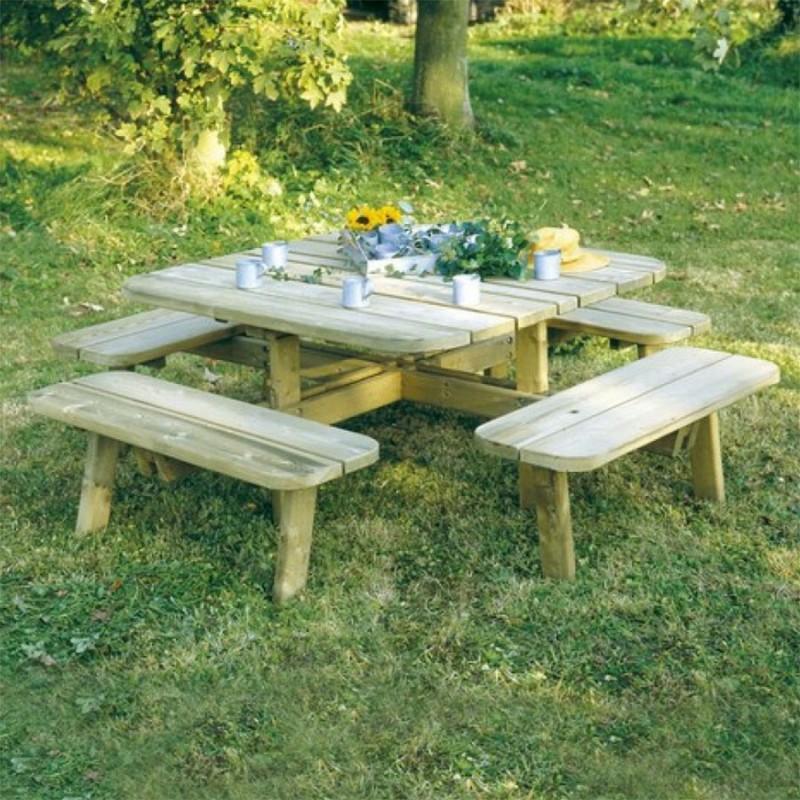 dema Table pique-nique carrée 228x228