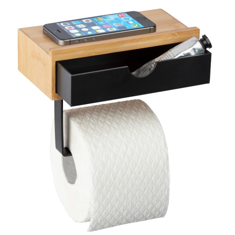 dema Dérouleur de papier toilette + tiroir WENKO Bambusa