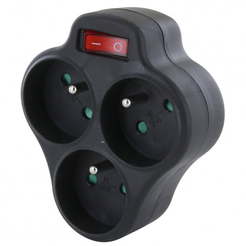 dema Domino triangulaire avec interrupteur 3 P16A noir