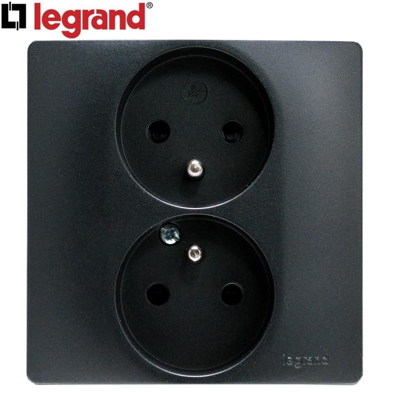 dema Double prise encastrable 2P + T LEGRAND Niloe anthracite