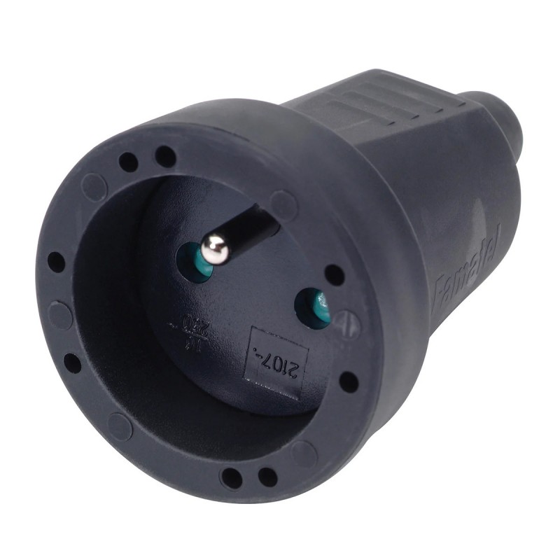 dema Fiche ronde femelle caoutchouc 2P+T 2 5A noir IP44 PROFILE