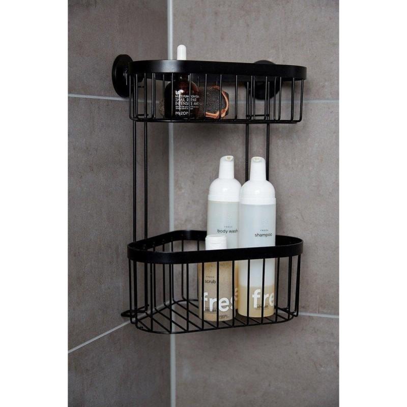 dema Panier de douche double de coin WENKO Classic noir 33cm