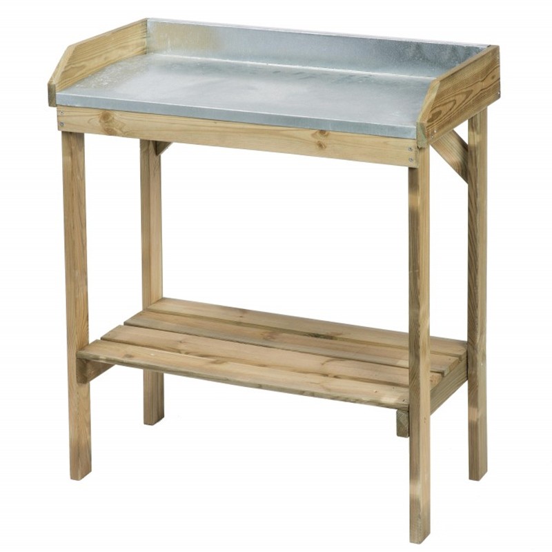 dema Table de rempotage avec revêtement en zinc 85x42xH97cm