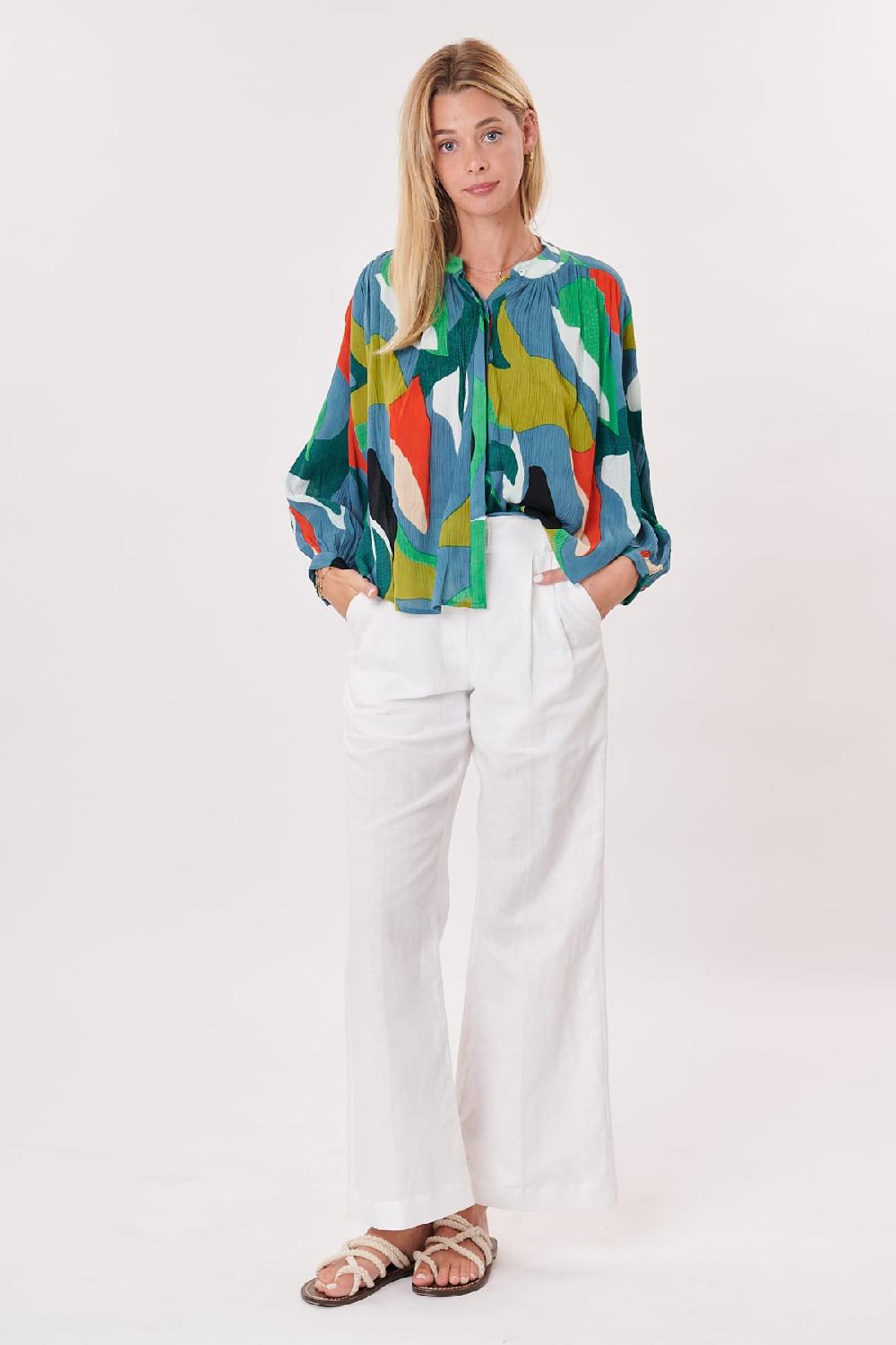 Derhy Blouse Ample Imprimée Manches Larges 3/4 RESPECT