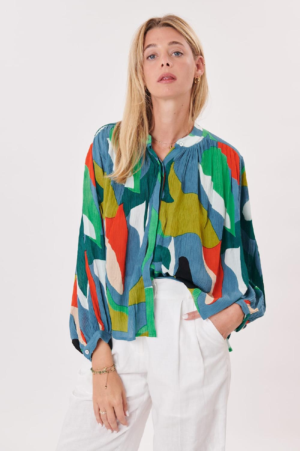 Derhy Blouse Ample Imprimée Manches Larges 3/4 RESPECT