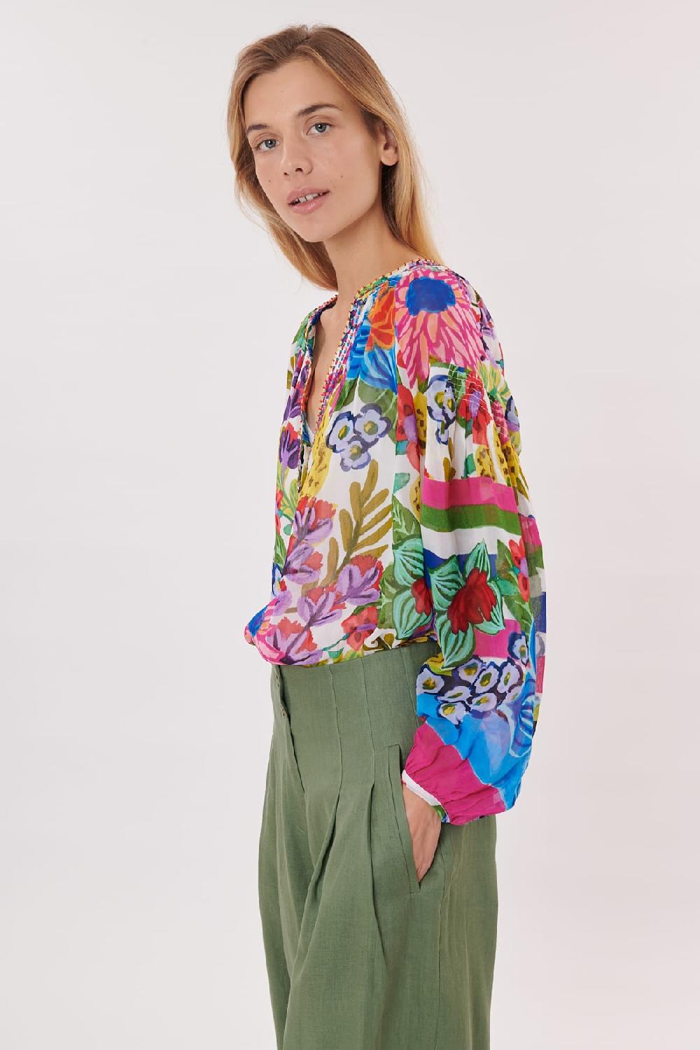 Derhy Blouse Imprimée Avec Des Perles Col En V RUTH