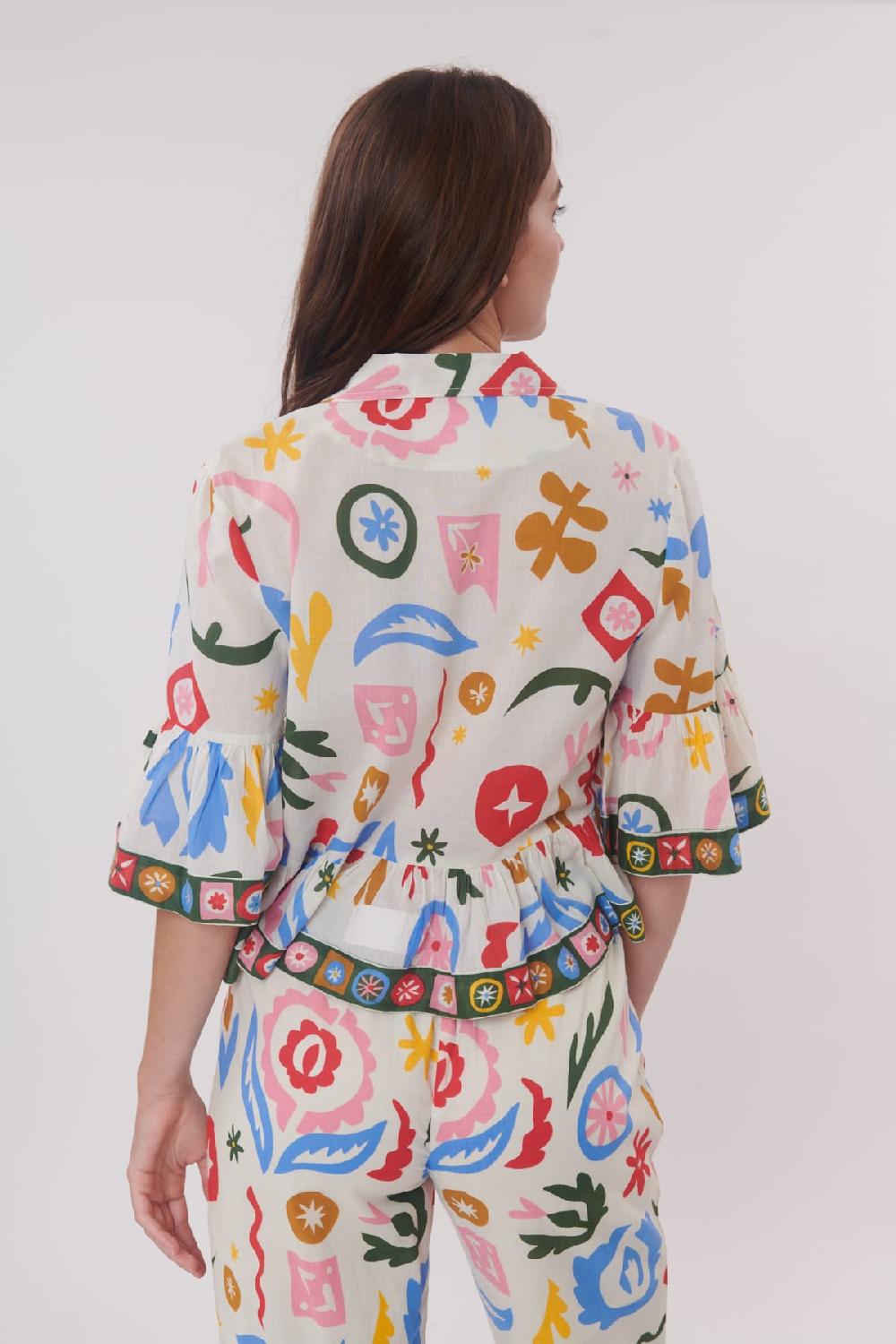 Derhy Chemise Imprimée Manches Courtes Et Volants RHODES