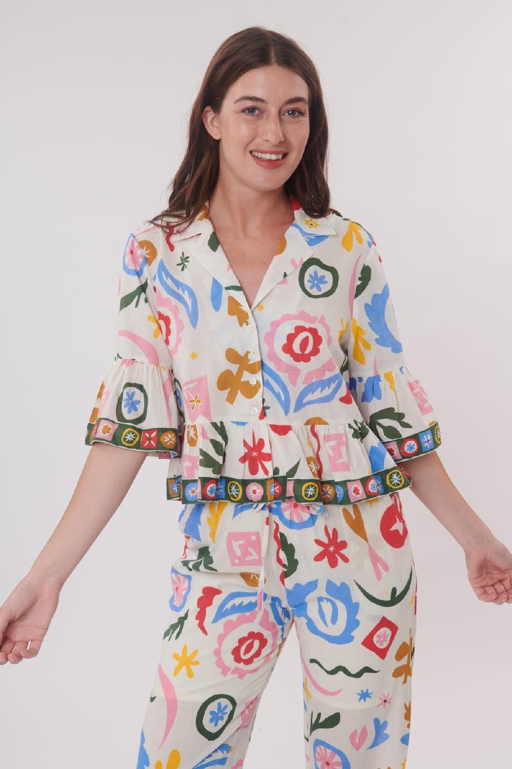 derhy Chemise imprimée manches courtes et volants RHODES