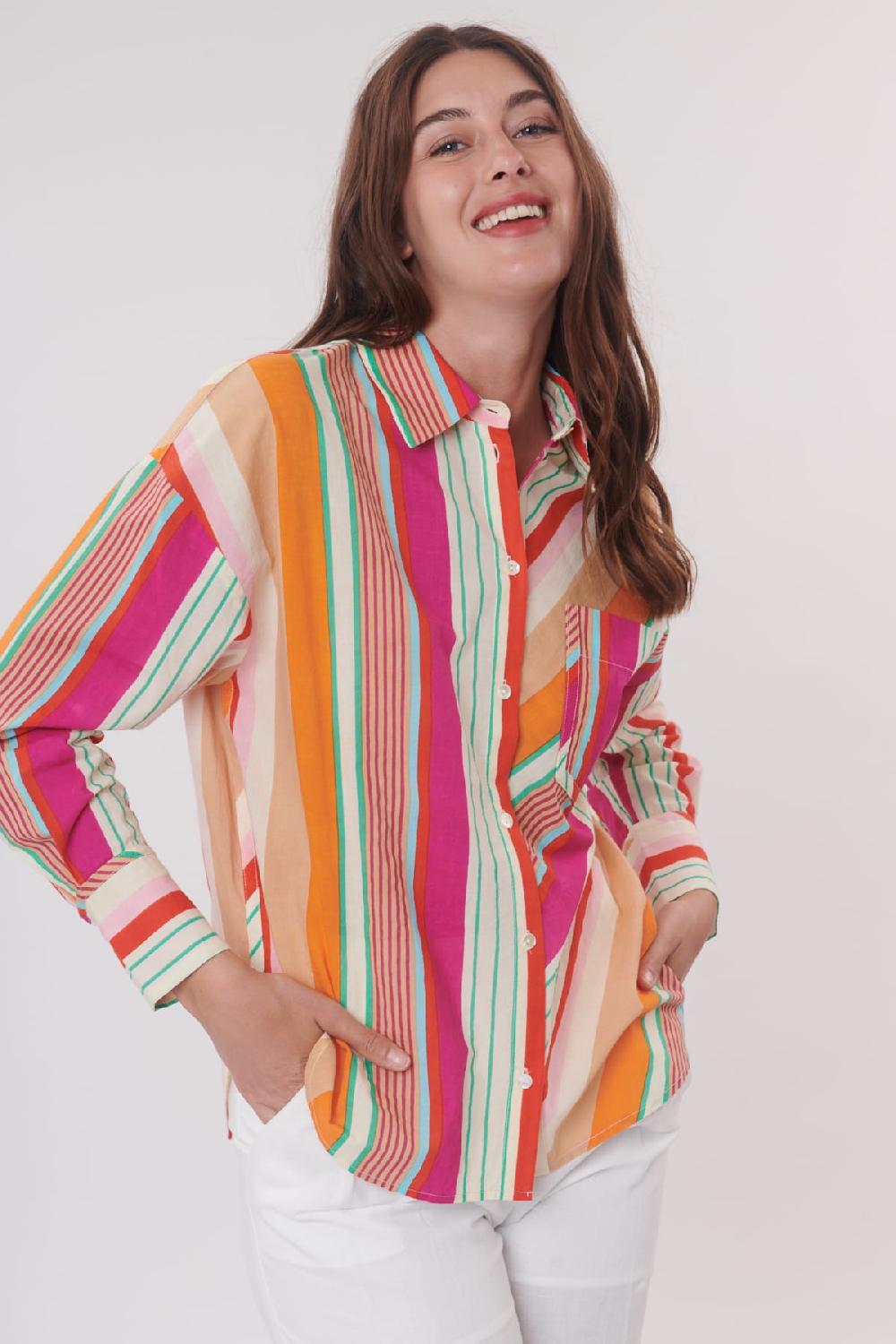 derhy Chemise imprimée rayée manches longues RENONCULE