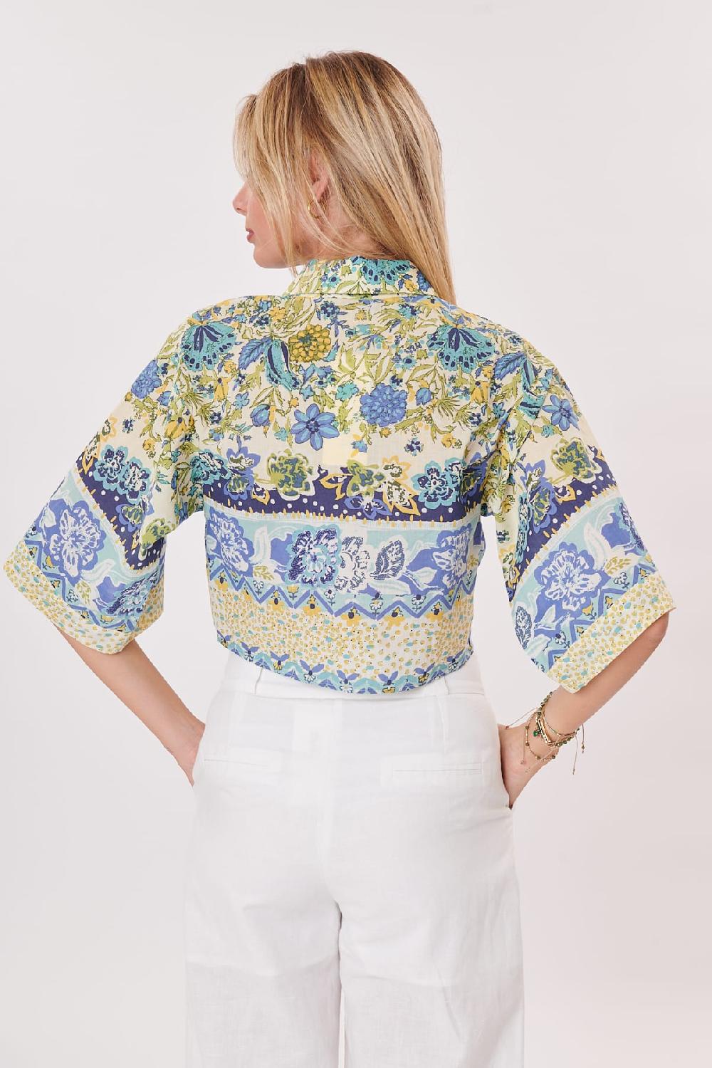 Derhy Chemisier Court Imprimé Et Brodé à Manches Courtes ROME