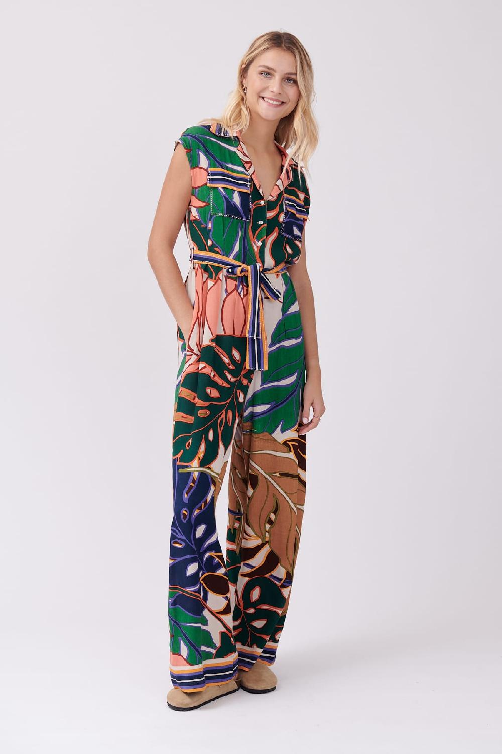 derhy Combinaison safari imprimée et ample sans manches INAYA