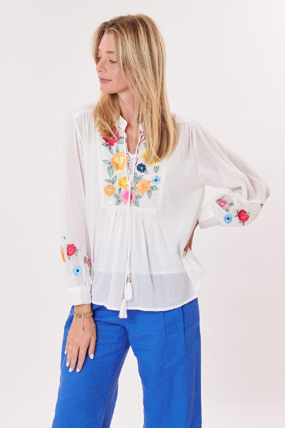 Derhy Blouse Ample Brodée Manches Longues ONDINE