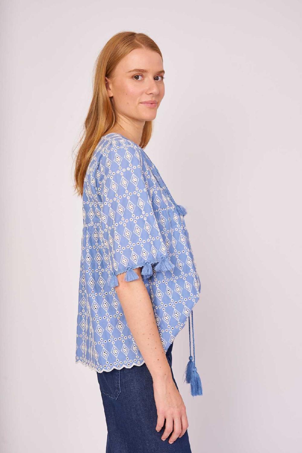Derhy Blouse Ample En Coton Uni Rebrodé EDINA