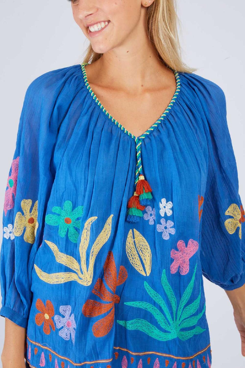 Derhy Blouse Brodée Manches 3/4 BEDFORD