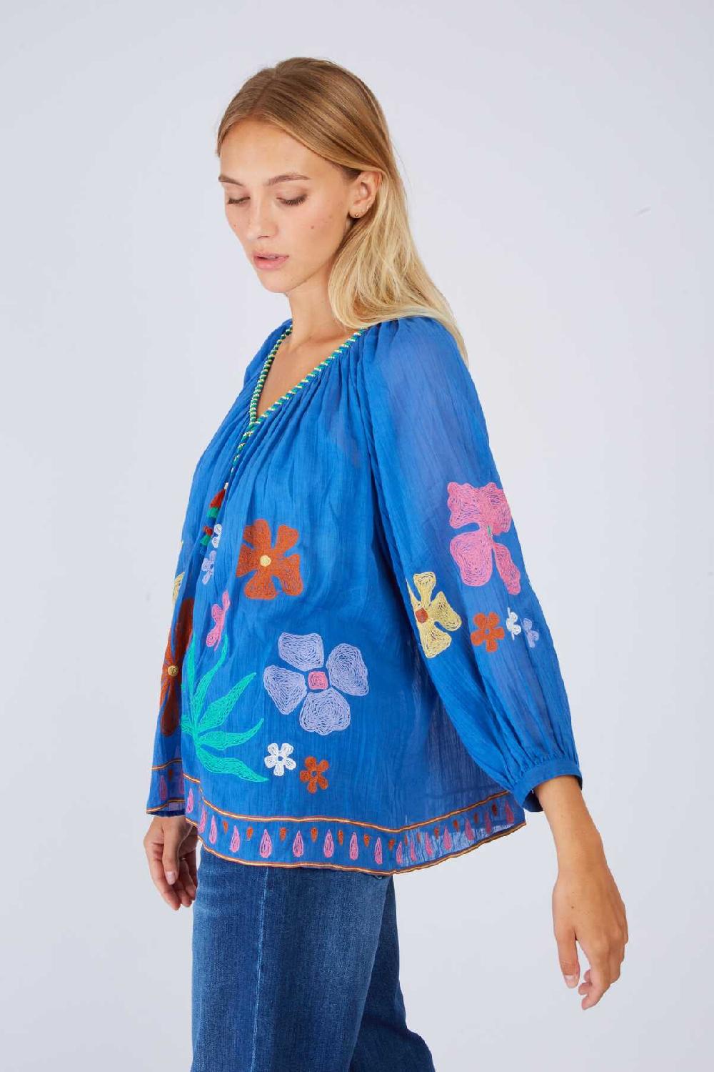 Derhy Blouse Brodée Manches 3/4 BEDFORD