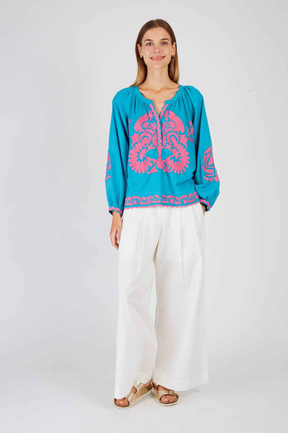 Derhy Blouse Brodée Manches Longues BARBADES