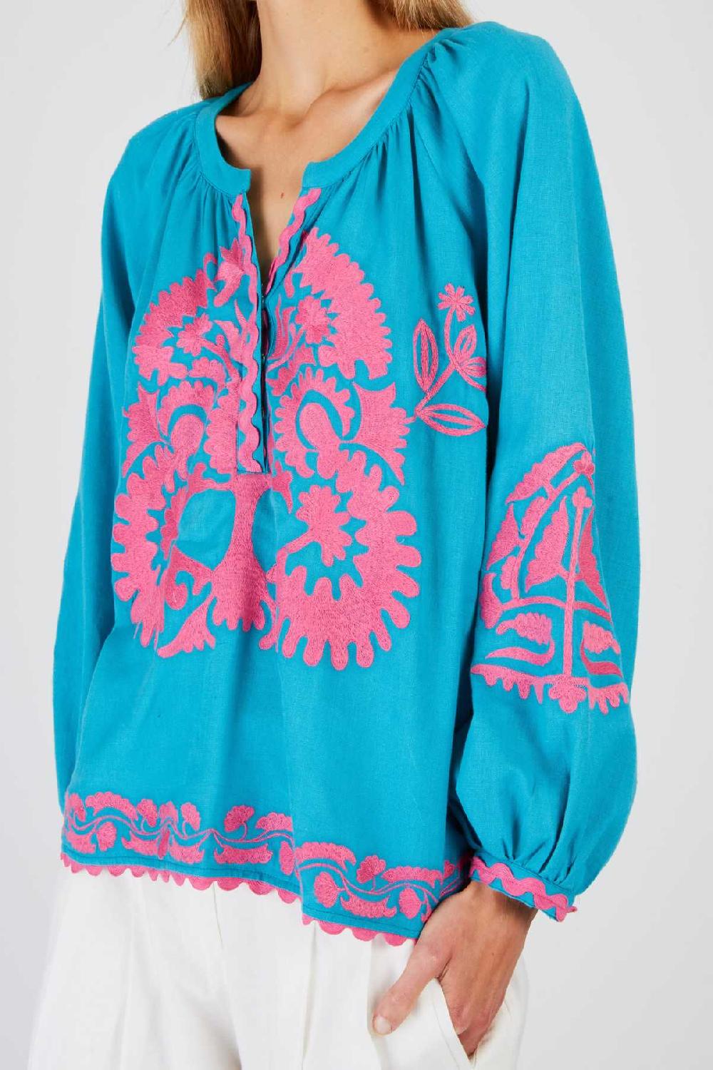 Derhy Blouse Brodée Manches Longues BARBADES